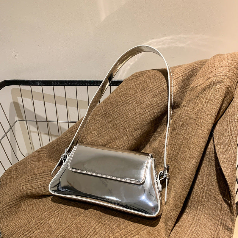 Glossy Metallic Leather Underarm Handbags - Onlymaker