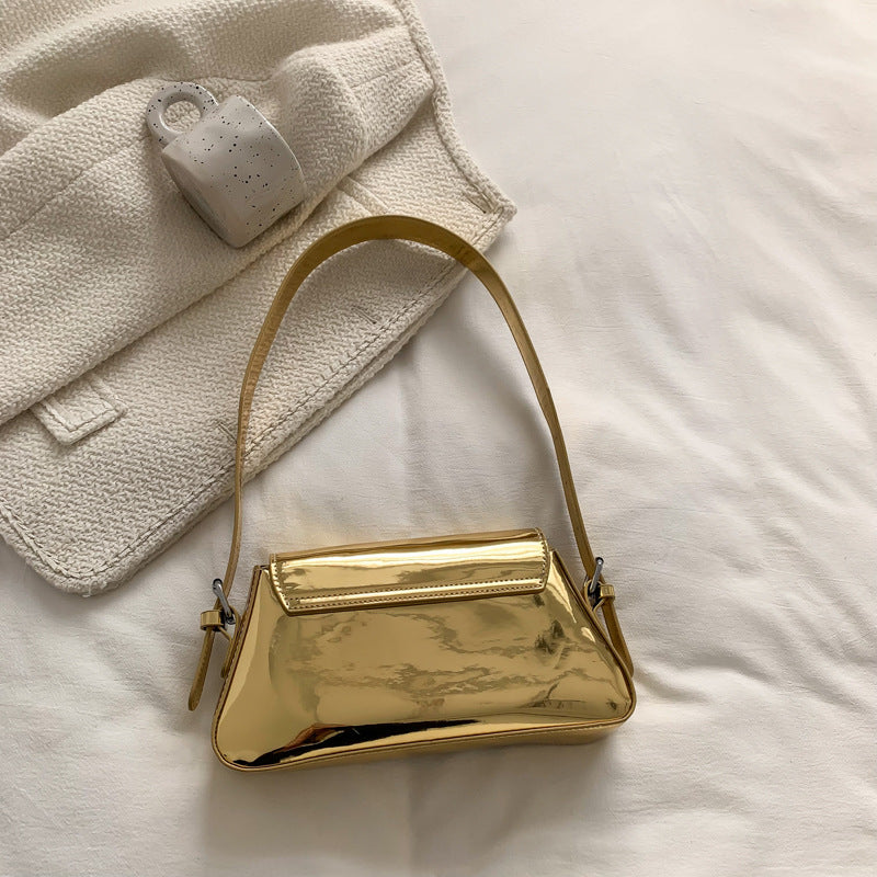 Glossy Metallic Leather Underarm Handbags - Onlymaker