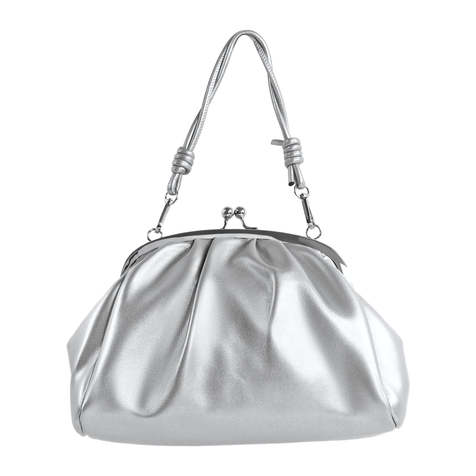 Silver Metallic Colore Crossbody Handbag - Onlymaker