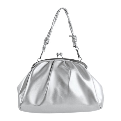 Silver Metallic Colore Crossbody Handbag - Onlymaker