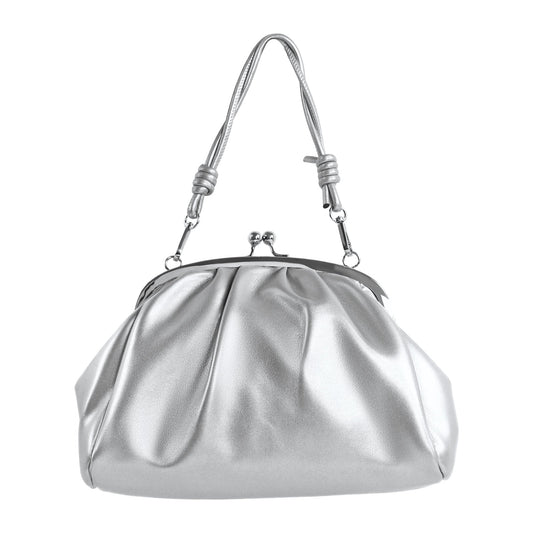 Silver Metallic Colore Crossbody Handbag - Onlymaker
