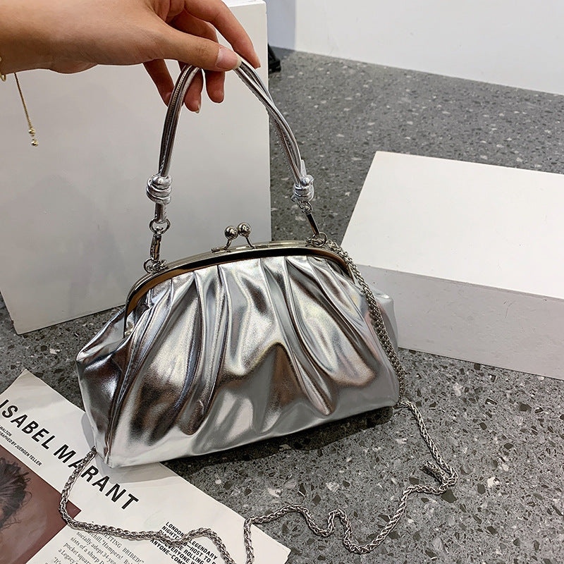 Silver Metallic Colore Crossbody Handbag - Onlymaker