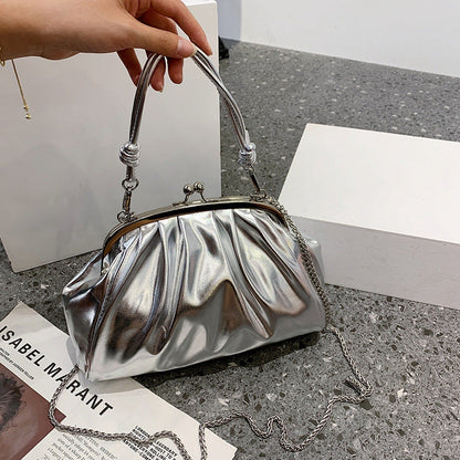 Silver Metallic Colore Crossbody Handbag - Onlymaker