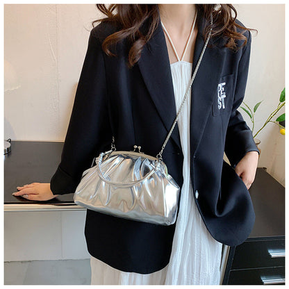 Silver Metallic Colore Crossbody Handbag - Onlymaker