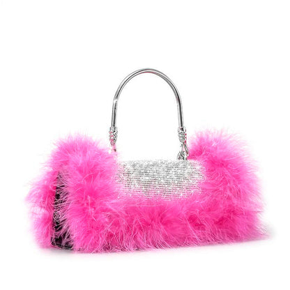 Rhinestone Feather Crossbody Handbags - Onlymaker