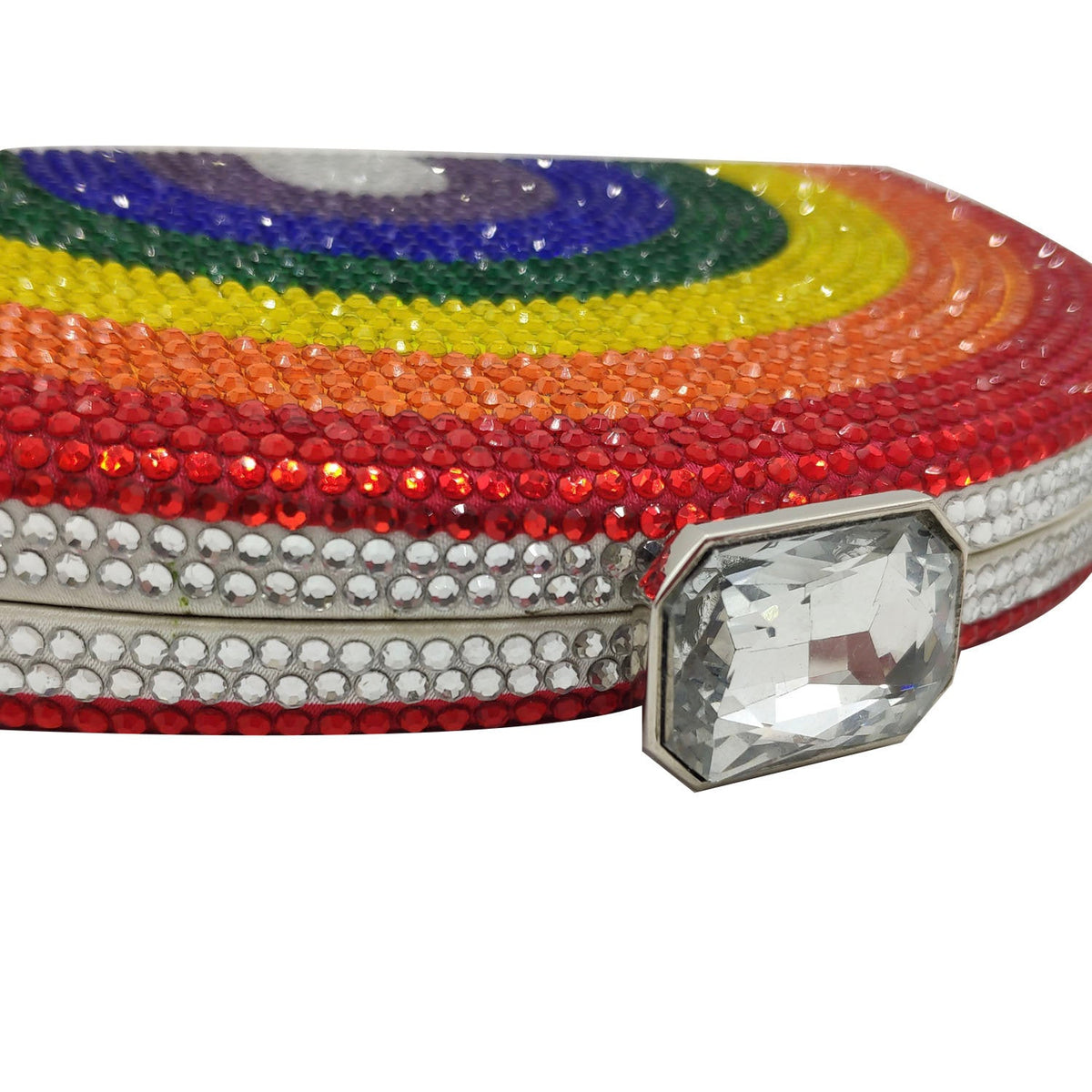 Rainbow Rhinestone Semi-circular Handbag - Onlymaker