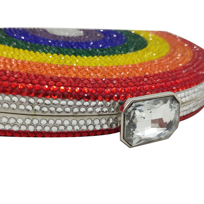 Rainbow Rhinestone Semi-circular Handbag - Onlymaker