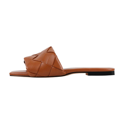 Open Toe Slip on Flat Slipper - Onlymaker