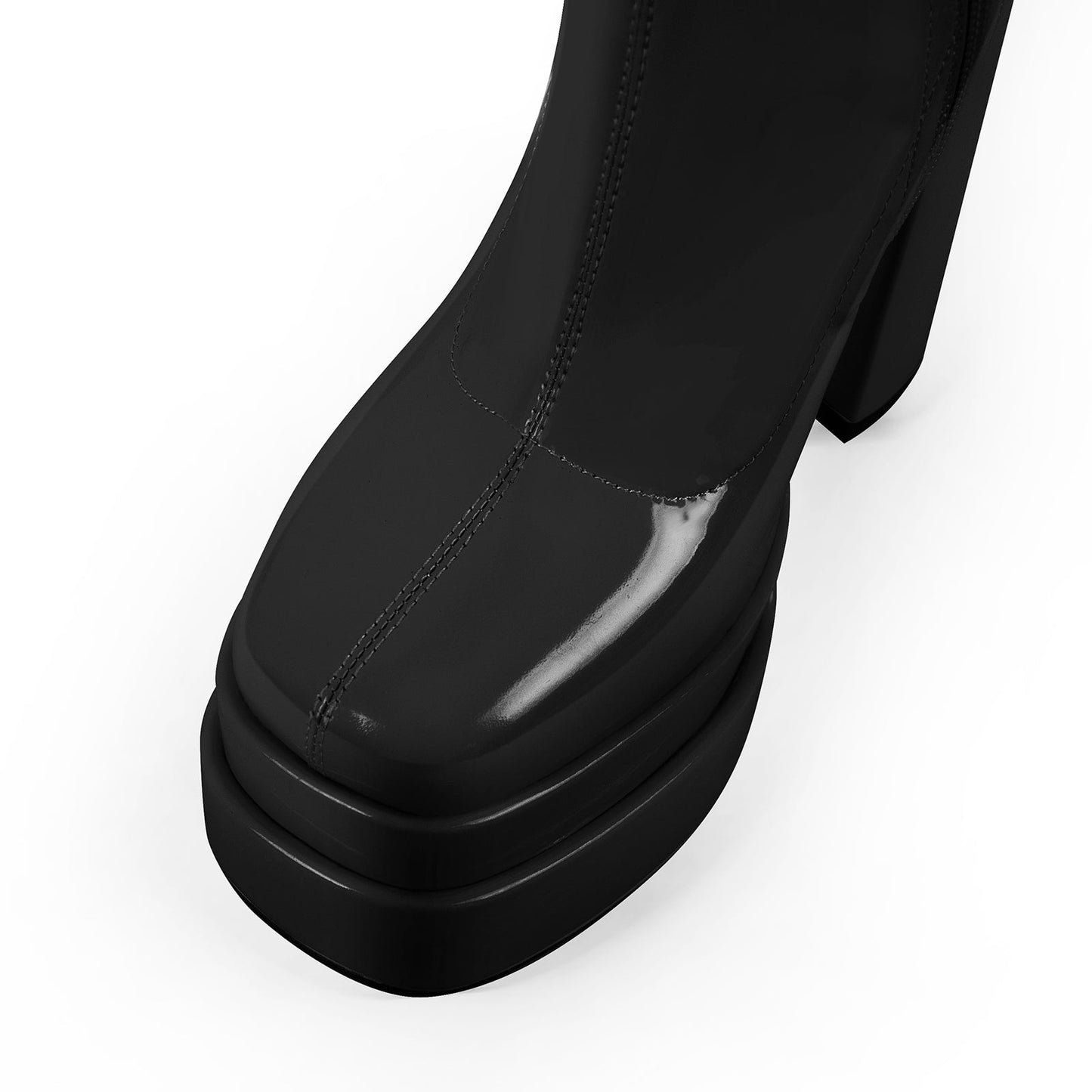 Patent Leather Platform Knee High Boots - Onlymaker