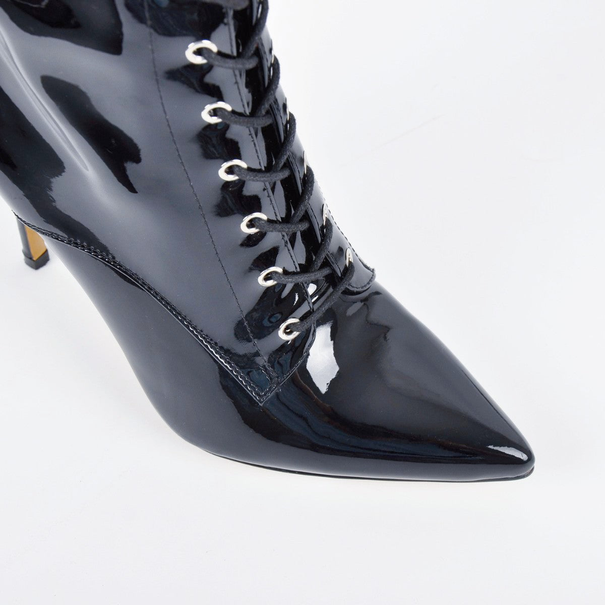 Pointed Toe Buckle Strap Lace-up Thigh High Boots - Onlymaker