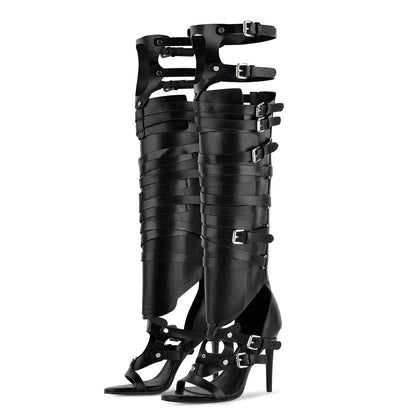 Gladiator Multi Buckles Thigh High Boots Sandals - Onlymaker