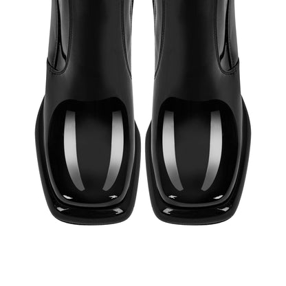 Platform Square Toe Chunky Heel Knee High Boots - Onlymaker