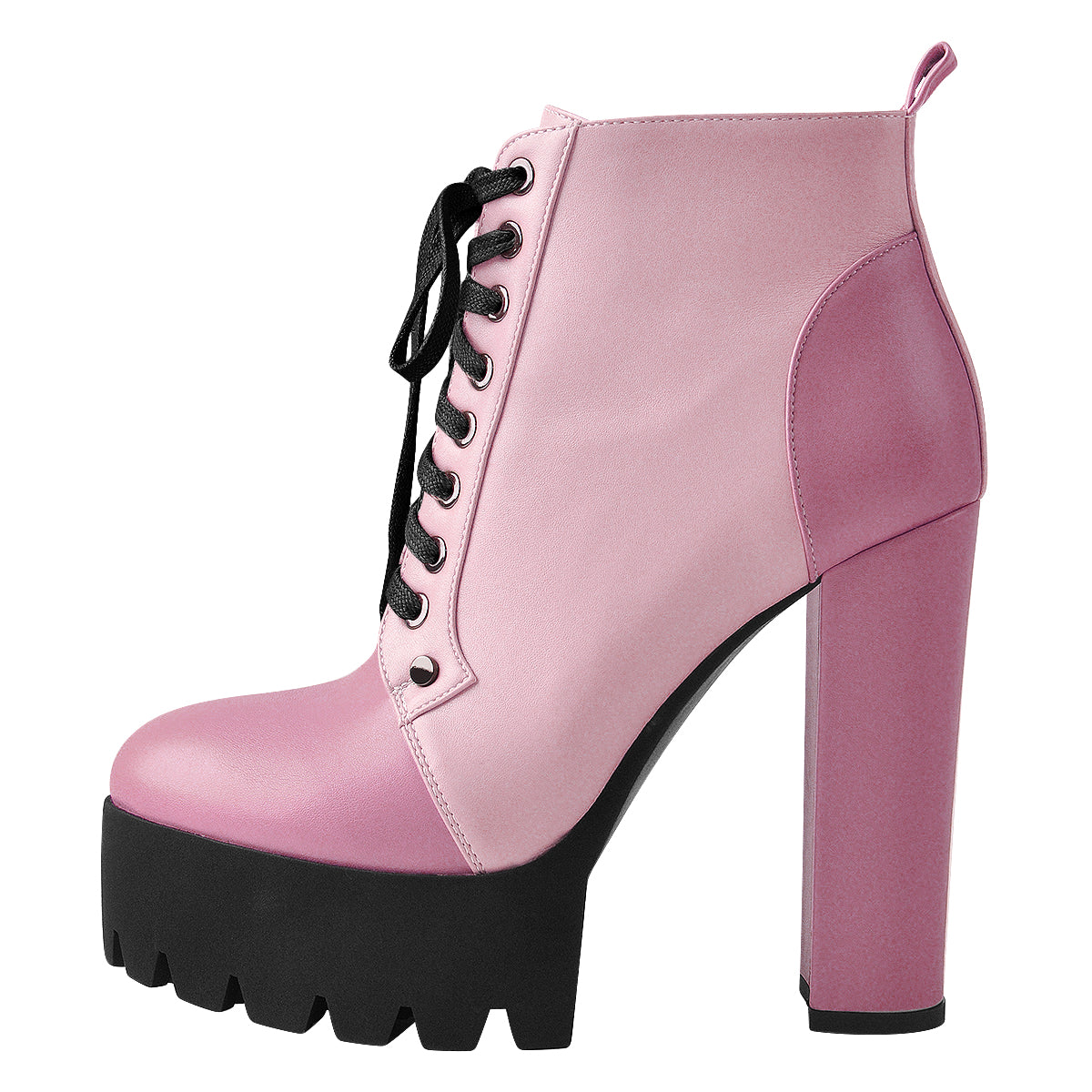 Platform Split Joint Lace-up Chunky Heel Ankle Boots - Onlymaker