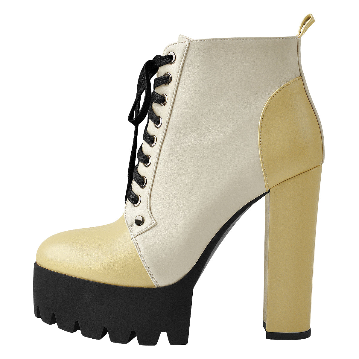Platform Split Joint Lace-up Chunky Heel Ankle Boots - Onlymaker