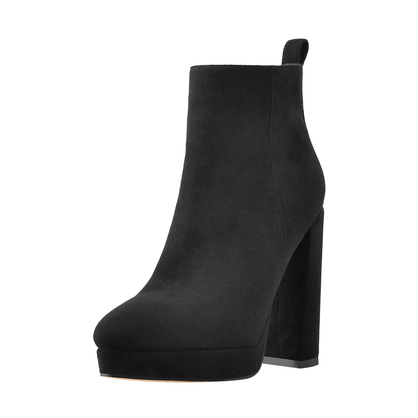 Suede Pointed Toe Chunky Heel Ankle Boots - Onlymaker