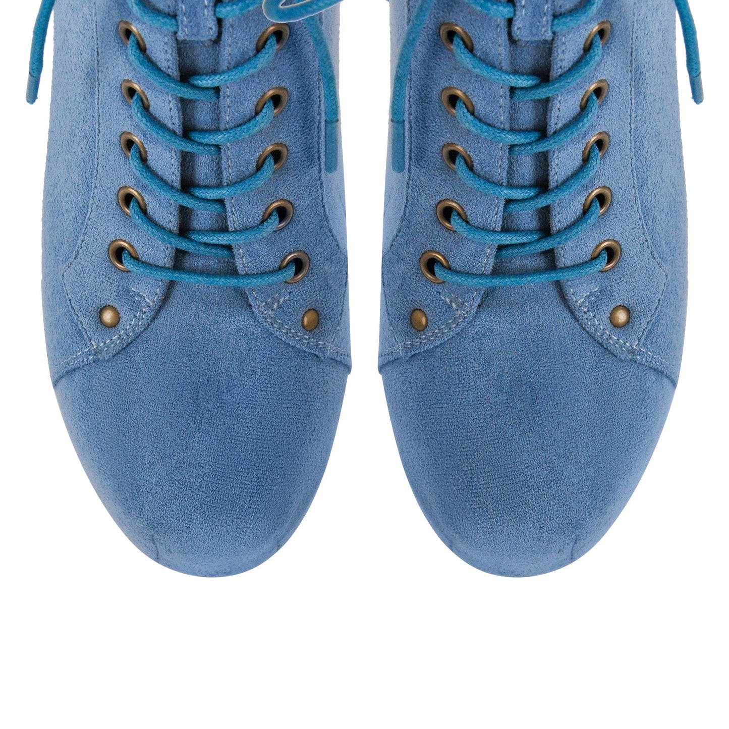 Blue Suede Platform Chunky Heel Ankle Boots - Onlymaker