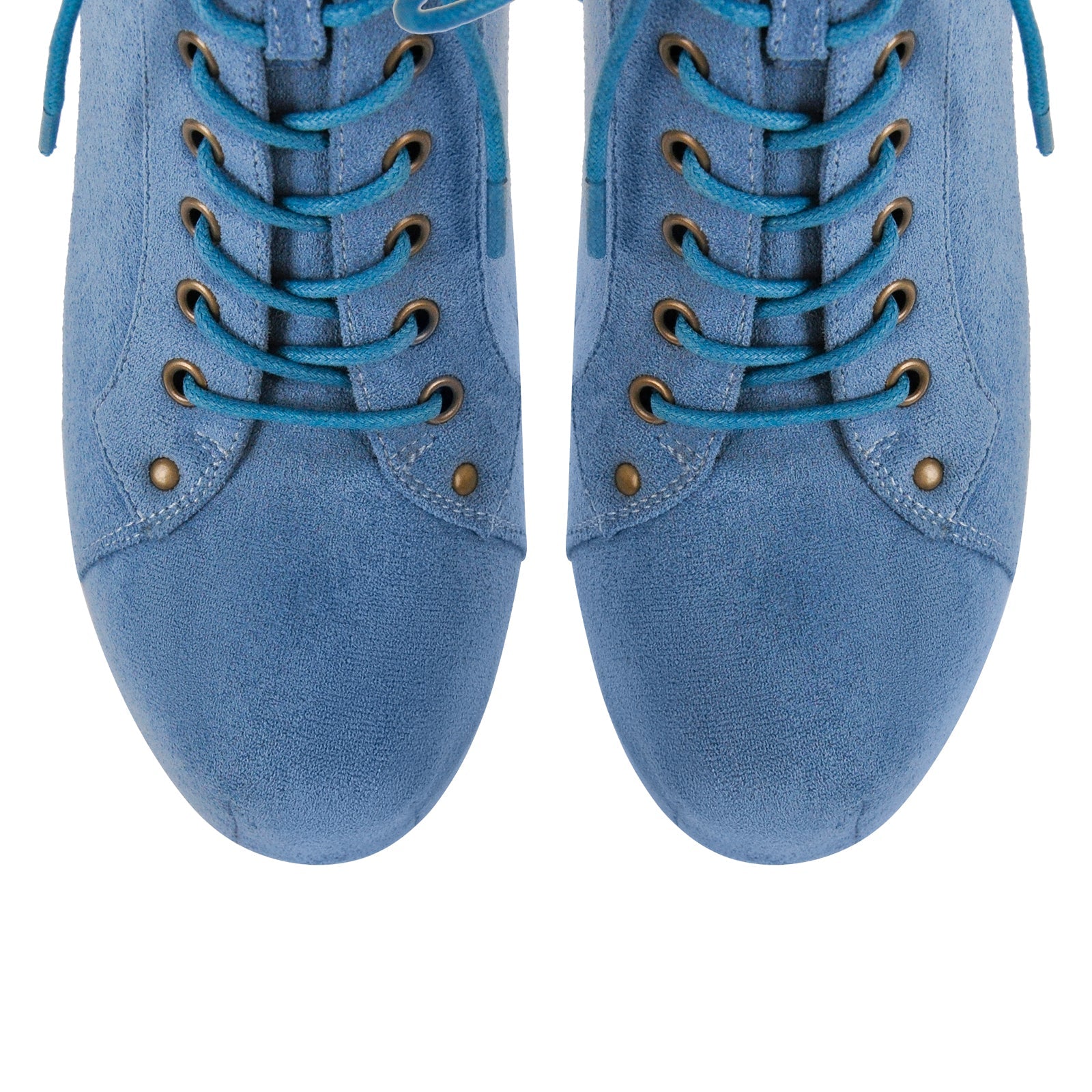 Blue Suede Platform Chunky Heel Ankle Boots - Onlymaker