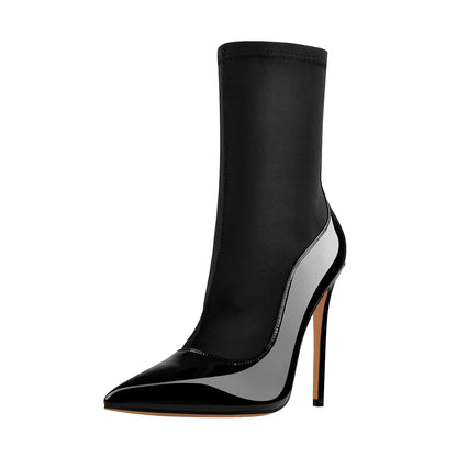 Pointed Toe Minimalistic Stretch Stiletto Ankle Boots - Onlymaker