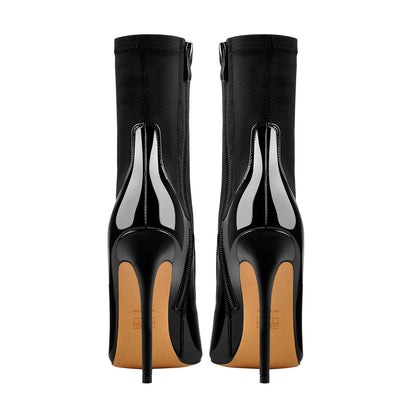 Pointed Toe Minimalistic Stretch Stiletto Ankle Boots - Onlymaker