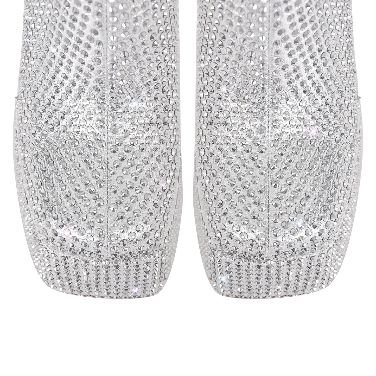 Rhinestone Square Toe Platform Chunky Heel Ankle Boots - Onlymaker
