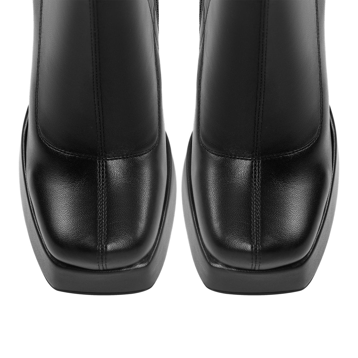 Square Toe Chunky Platform Zipper Ankle Boots - Onlymaker