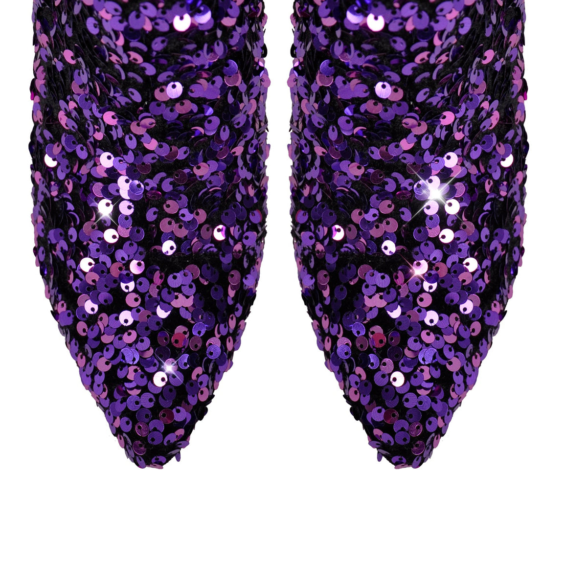 Sequin Pointed Toe Chunky Heel Ankle Boots - Onlymaker