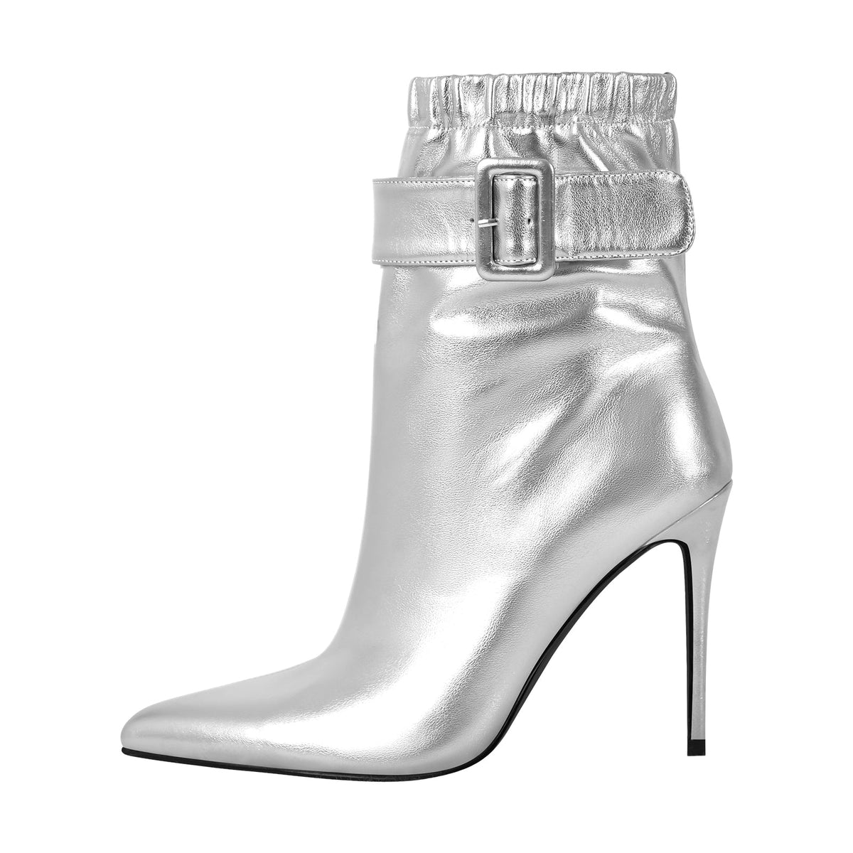 Pointed Toe Buckle Strap Stiletto Ankle Boots - Onlymaker