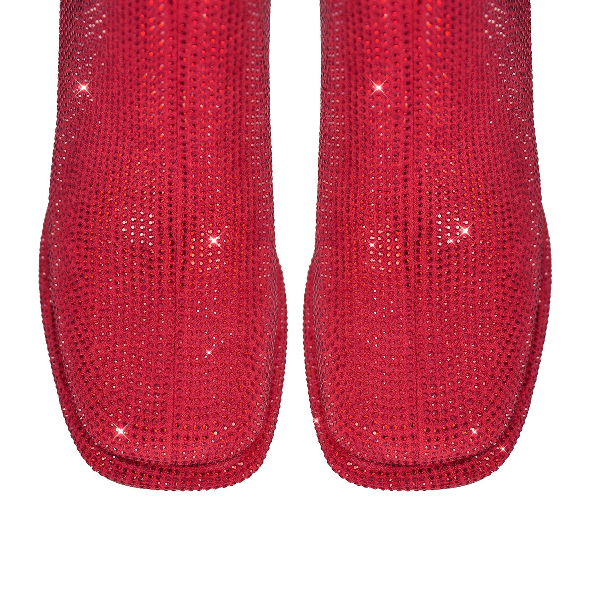 Square Toe Rhinestone Platform Ankle Boots - Onlymaker