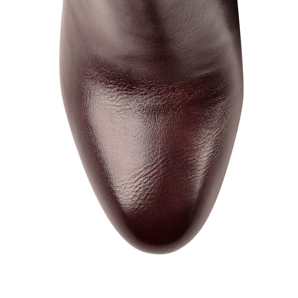 Round Toe Crinkle Knee High Chunky Heels Boots - Onlymaker