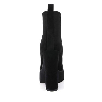 Black Heeled Work Boots Cool Booties - Onlymaker