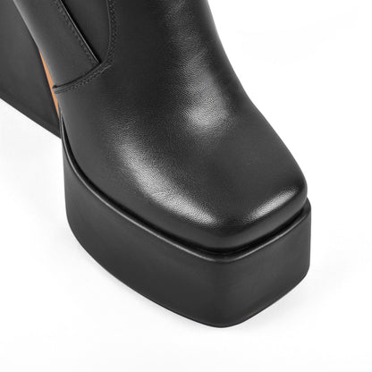 Platform Triangle Heel Thigh Knee High Boots - Onlymaker