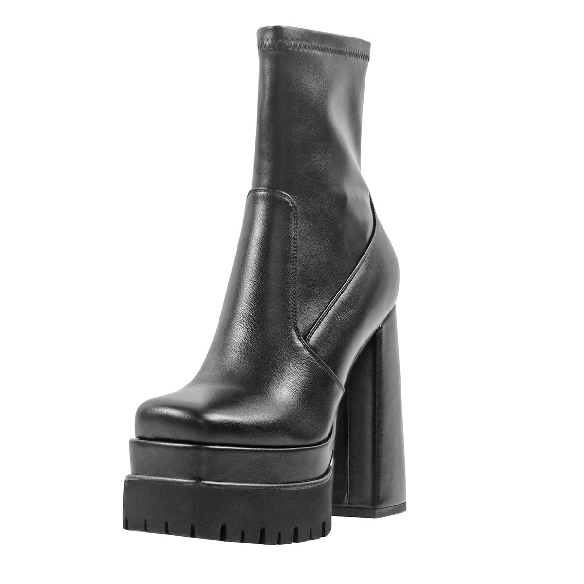 Double Platform Block Heel Ankle Boots - Onlymaker