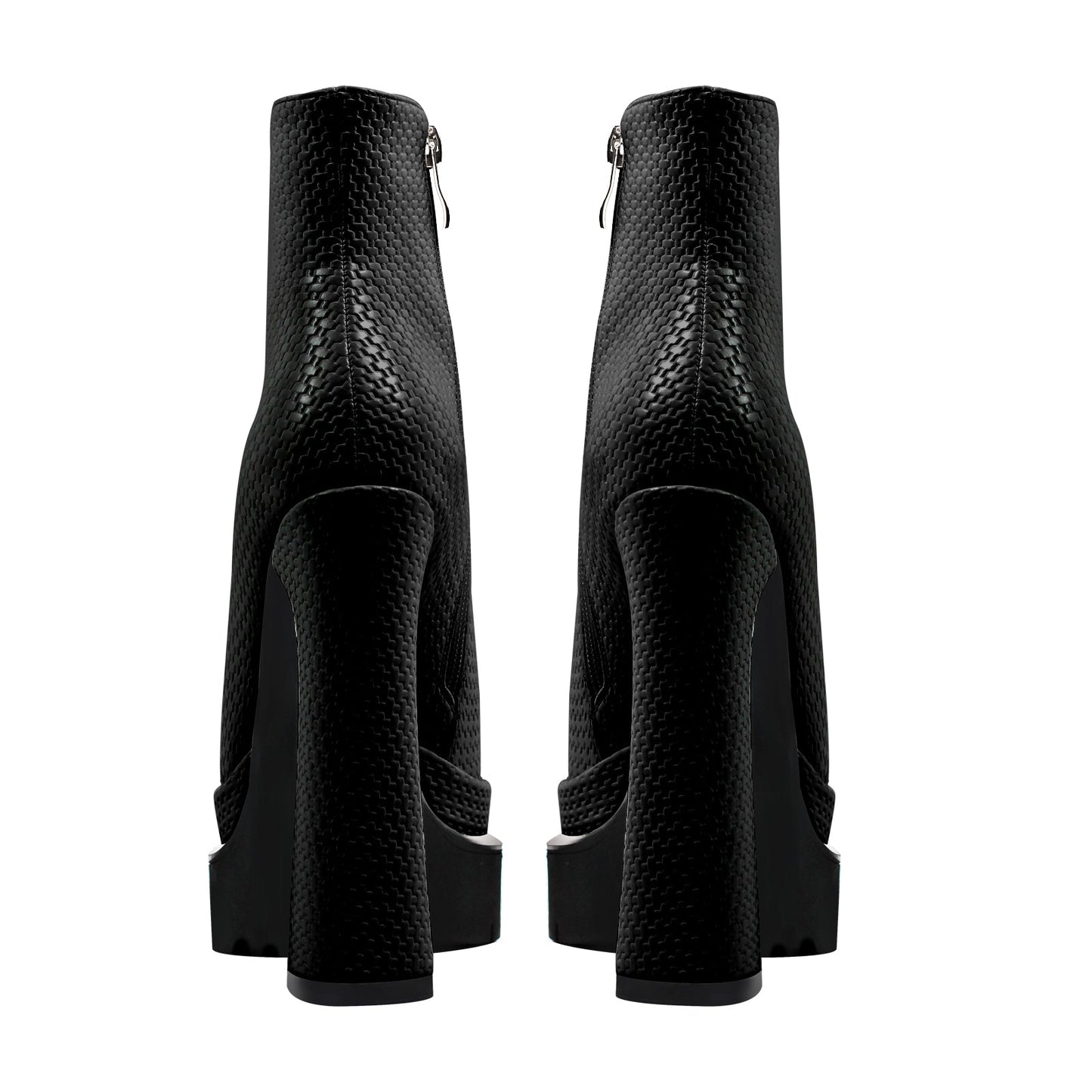 Double Platform Pointed Toe Zipper Ankle Boots - Onlymaker