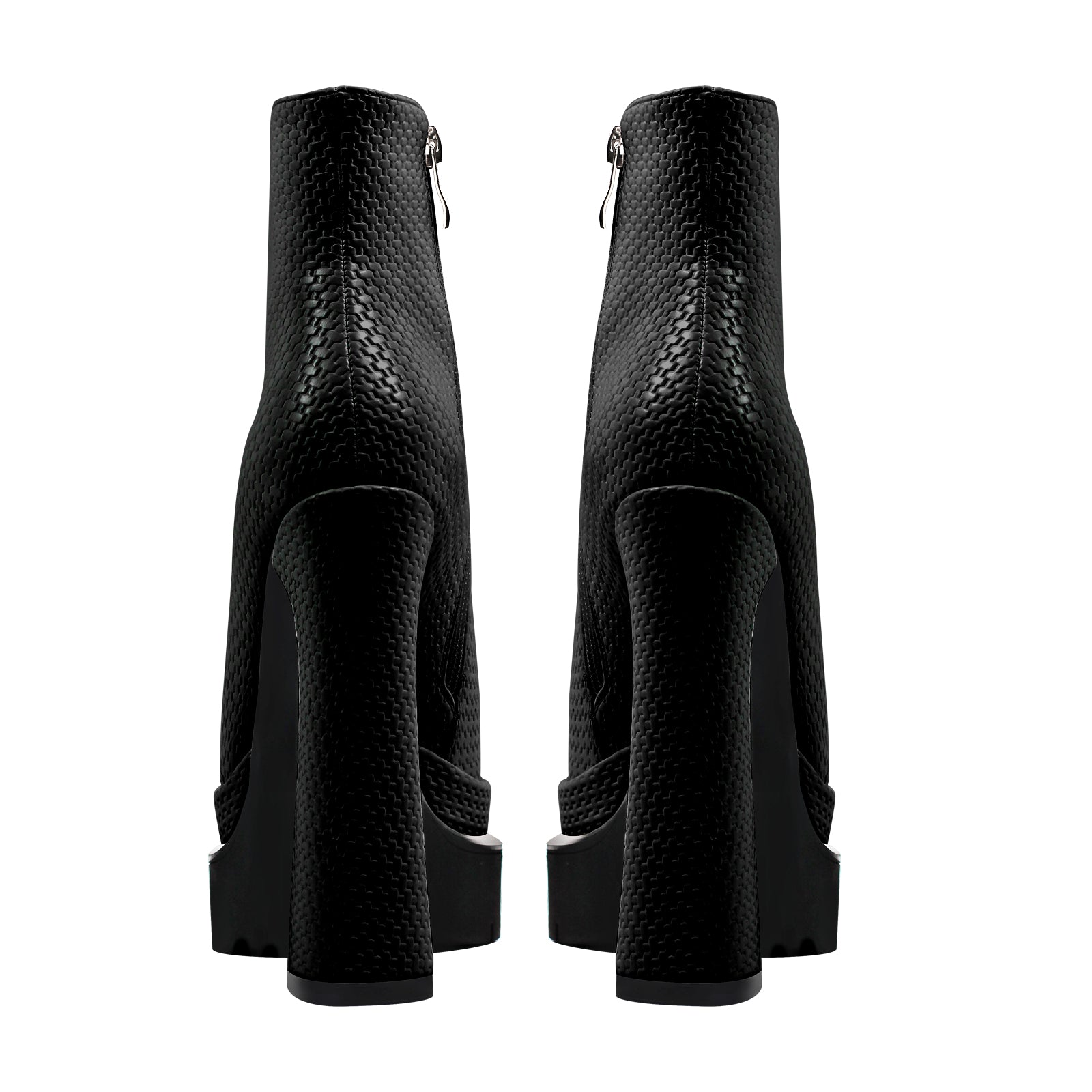 Double Platform Pointed Toe Zipper Ankle Boots - Onlymaker