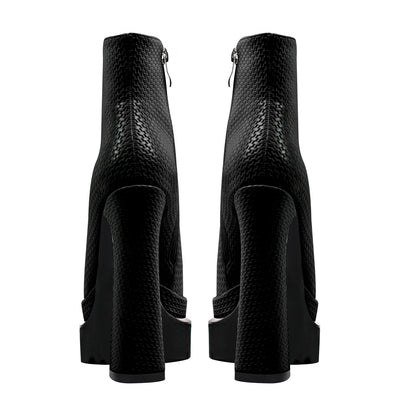 Double Platform Pointed Toe Zipper Ankle Boots - Onlymaker