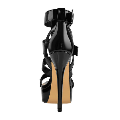 Pointed Toe Buckle Strap Stiletto Platform Sandals - Onlymaker
