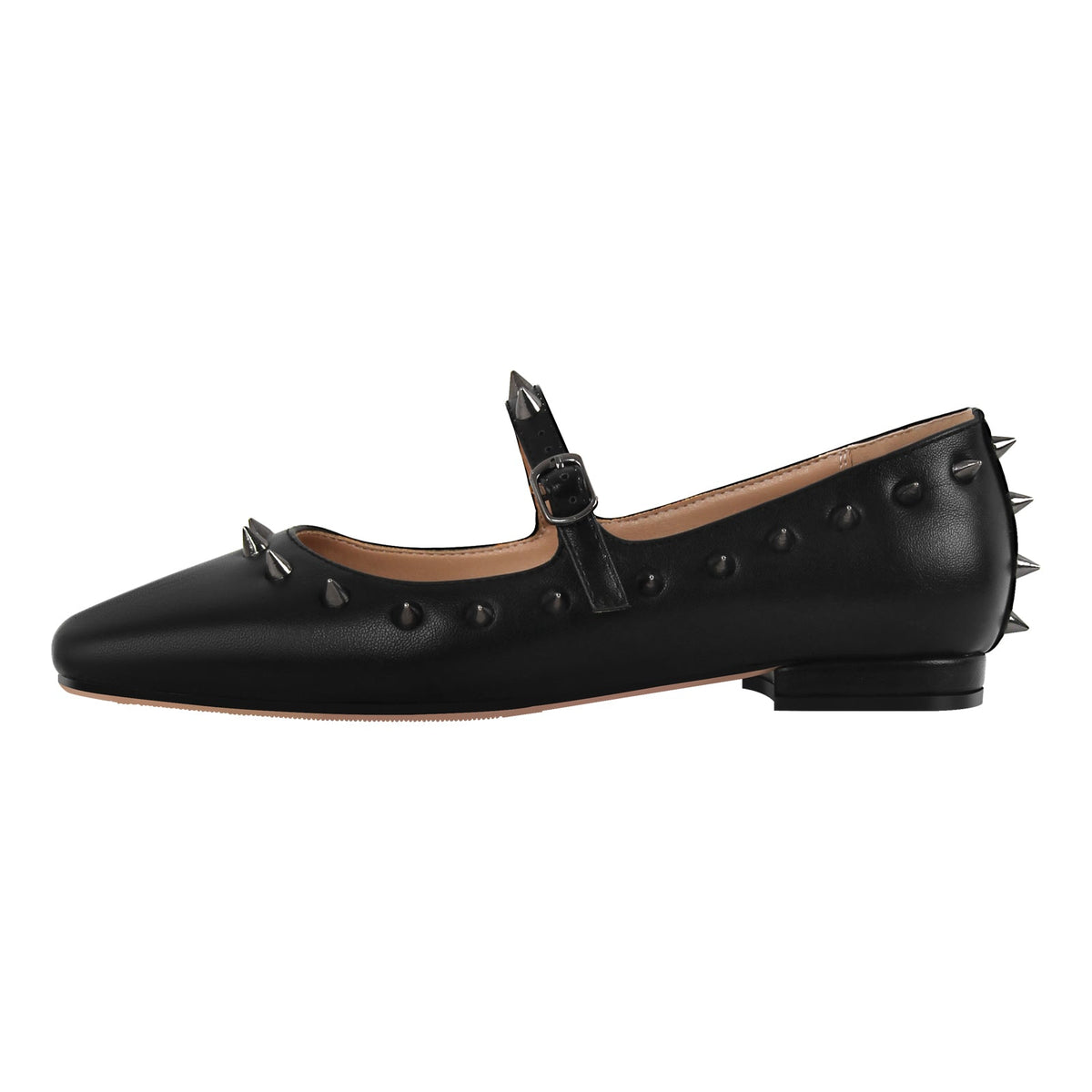 Square Toe Rivet Mary Jane Flats - Onlymaker