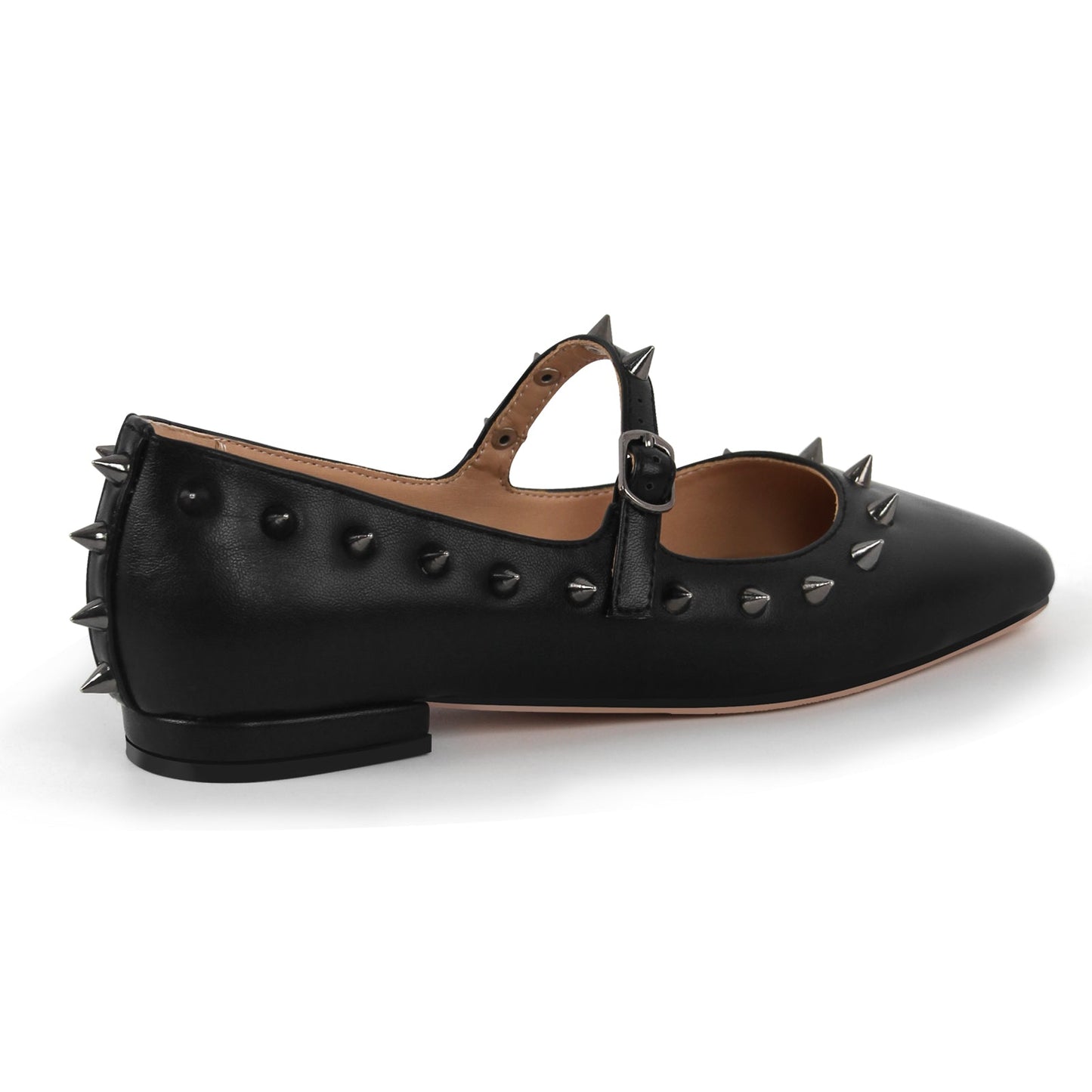 Square Toe Rivet Mary Jane Flats - Onlymaker