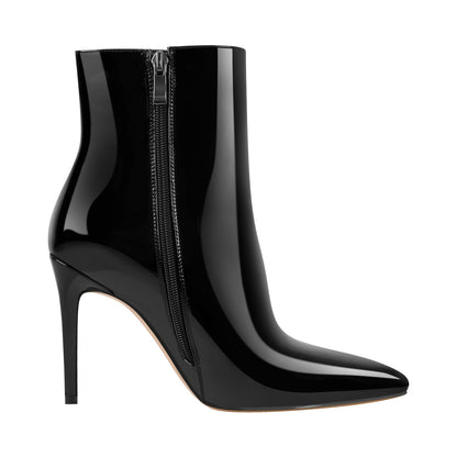 Pointed Toe Stiletto Patent Ankle Boots - Onlymaker