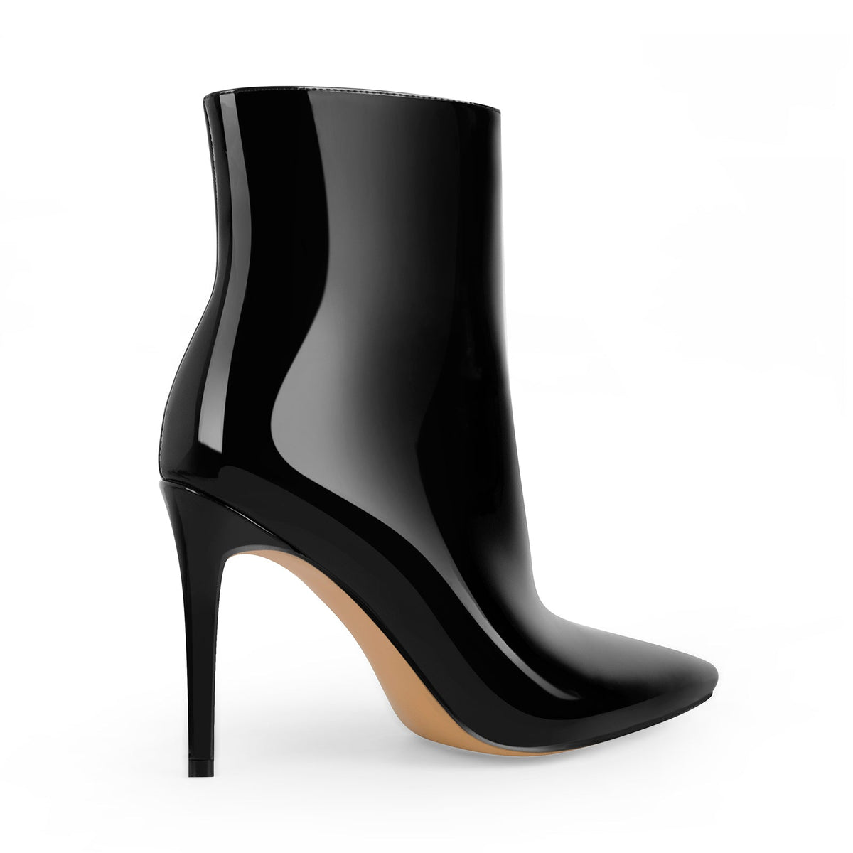 Pointed Toe Stiletto Patent Ankle Boots - Onlymaker