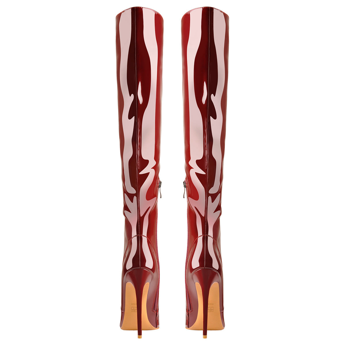 Pointed Toe Patent Side Zipper Knee High Boots - Onlymaker
