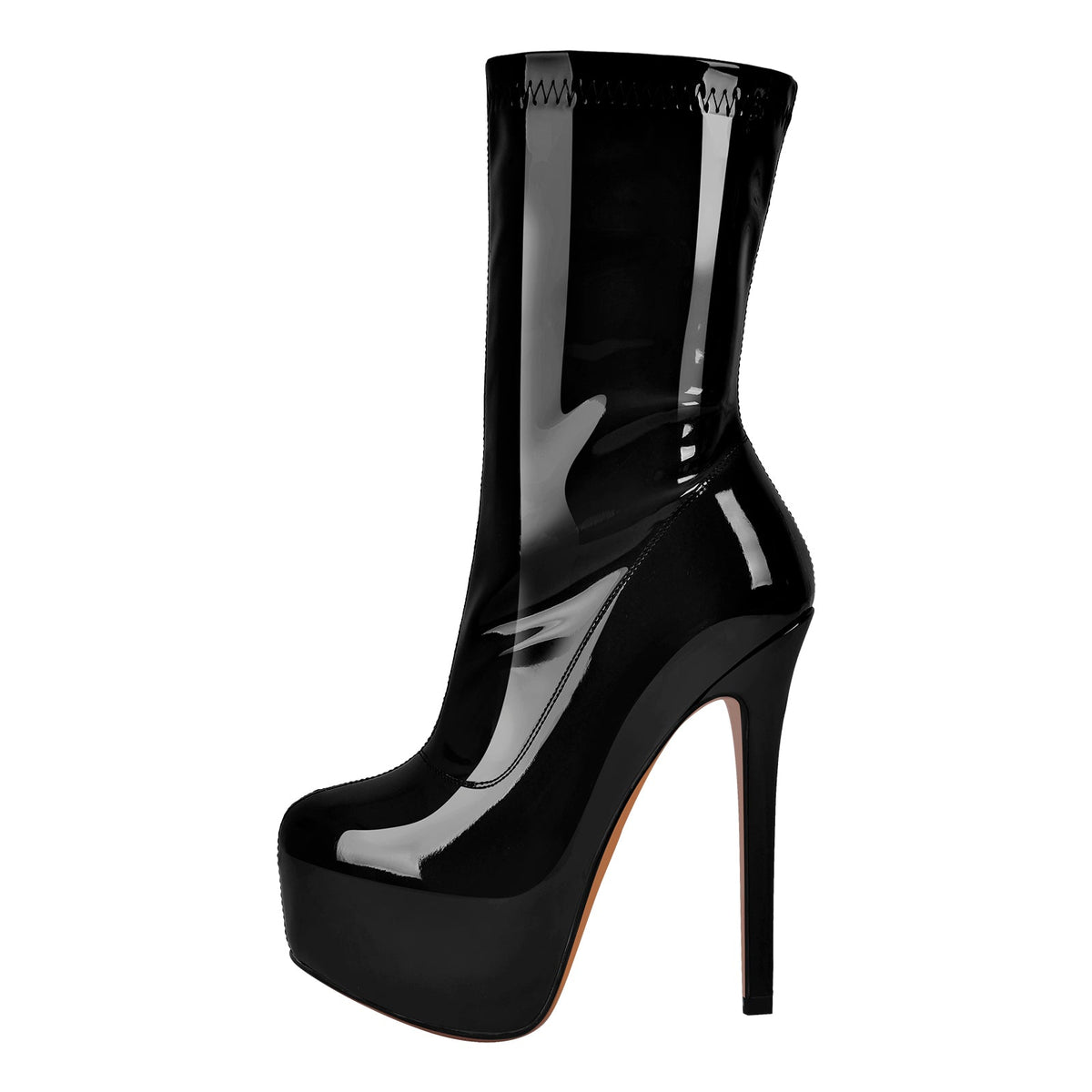 Patent Leather Platform Stiletto High Heel Ankle Boots - Onlymaker