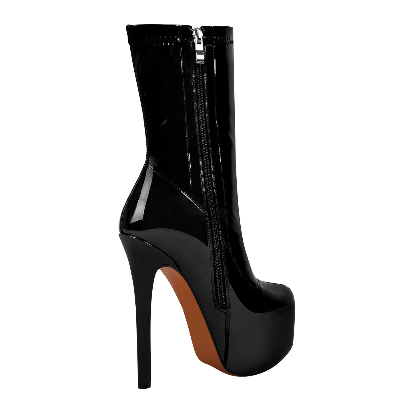 Patent Leather Platform Stiletto High Heel Ankle Boots - Onlymaker
