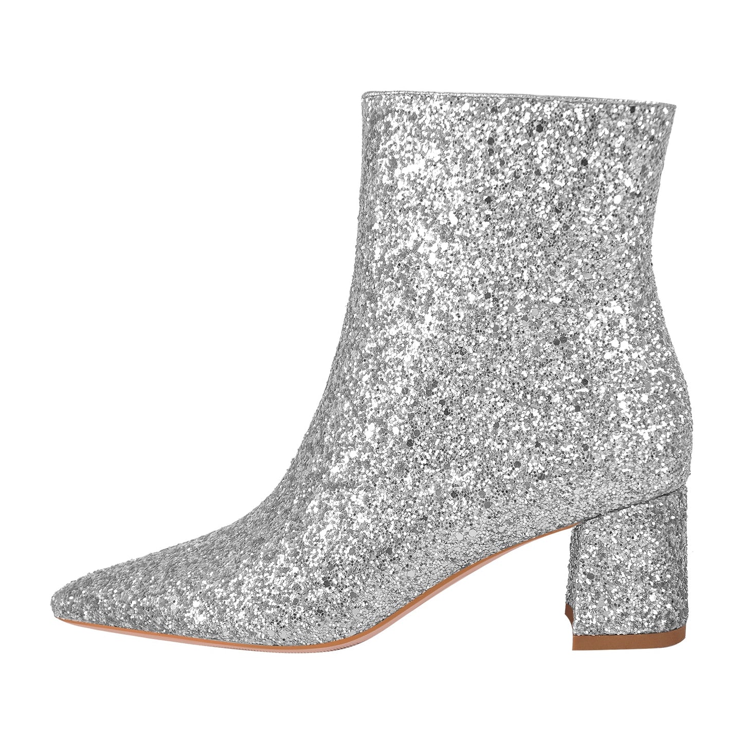 Pointed Toe Glitter Ankle Boots - Onlymaker