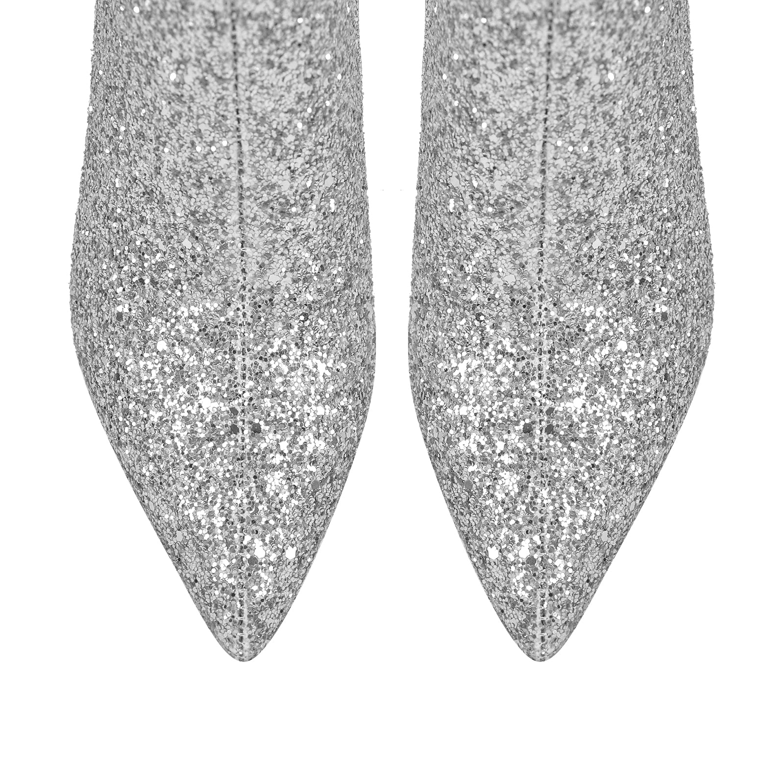 Pointed Toe Glitter Ankle Boots - Onlymaker