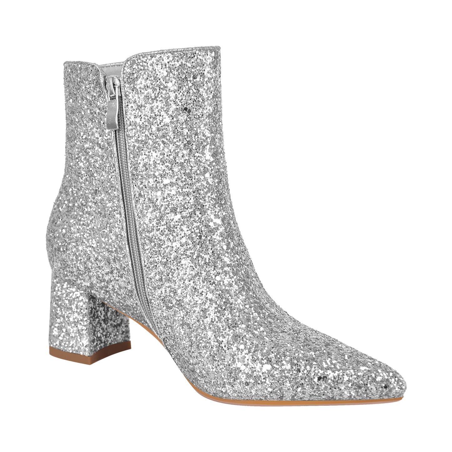 Pointed Toe Glitter Ankle Boots - Onlymaker