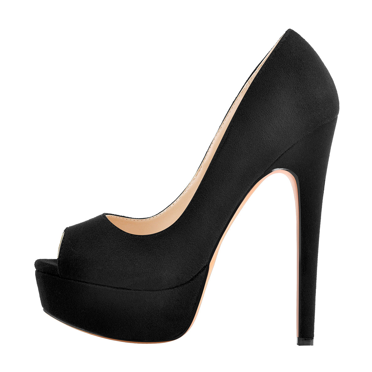 Black Peep Toe Platform Stiletto High Heel Pumps - Onlymaker