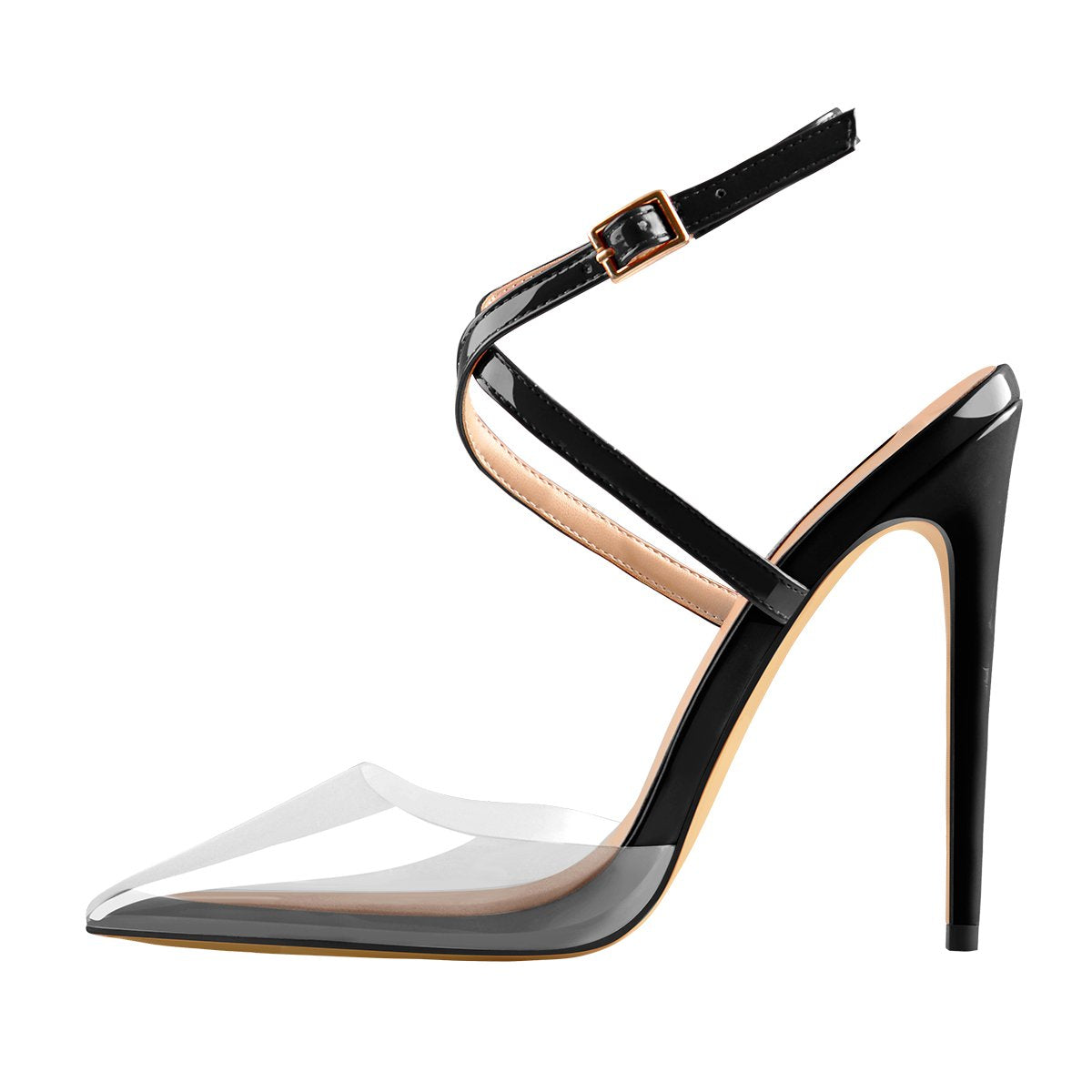 Pointed Toe Slingback High Heels Cross Strap Pumps - Onlymaker