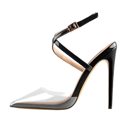 Pointed Toe Slingback High Heels Cross Strap Pumps - Onlymaker