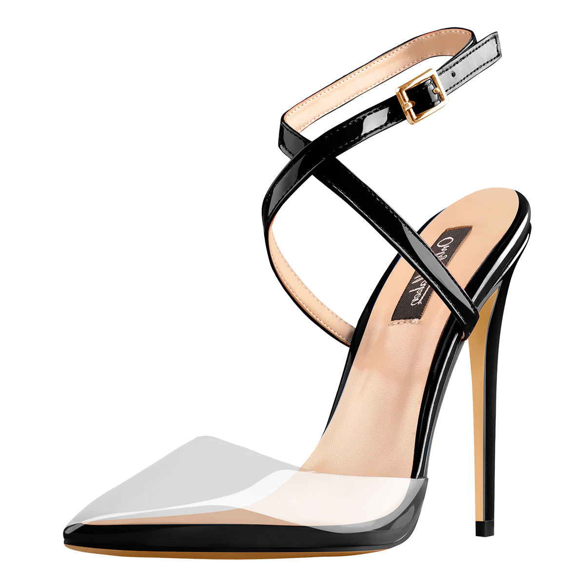 Pointed Toe Slingback High Heels Cross Strap Pumps - Onlymaker